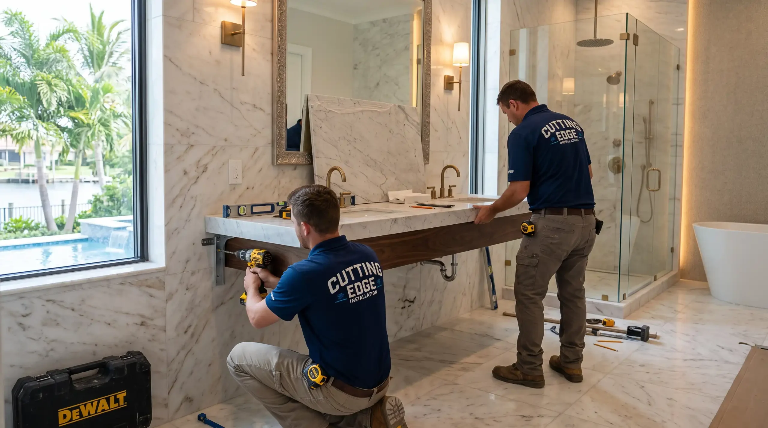 Bathroom Vanity Installation Bonita Springs FL — Set, Plumbed & Sealed — Remodel by Cutting Edge