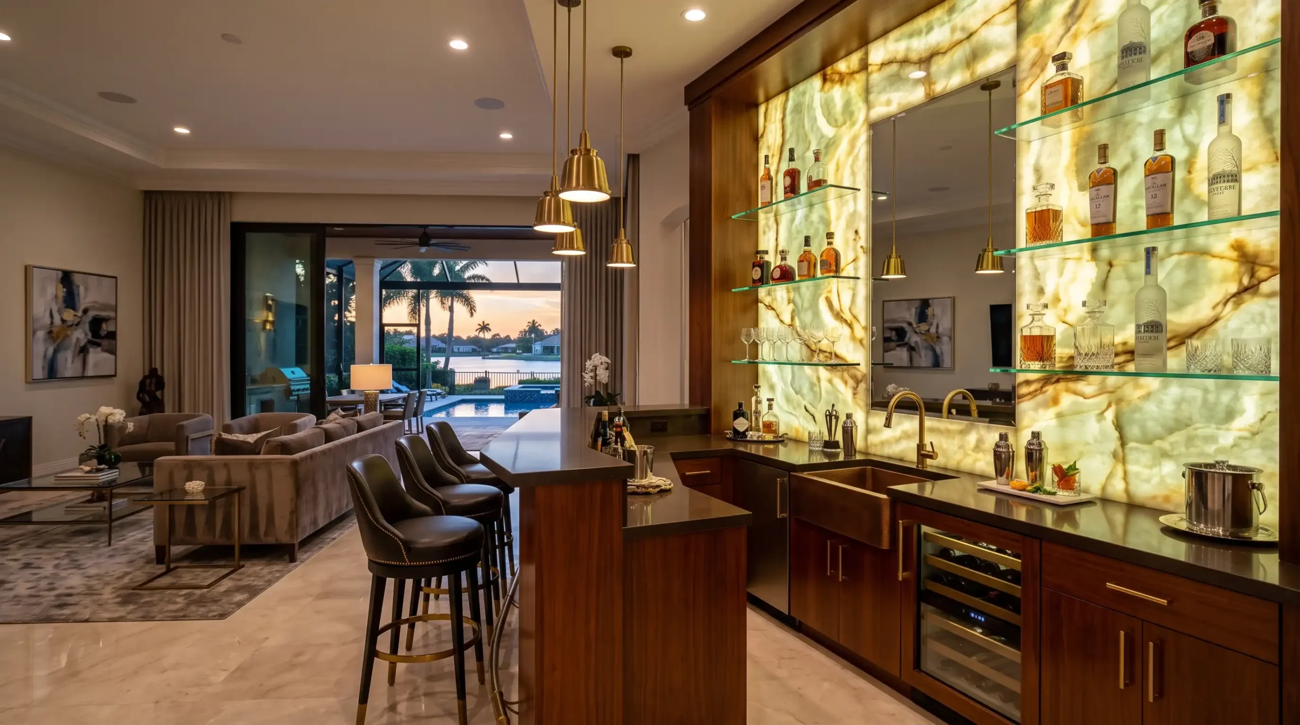 Designer Stone Panels Wet Bar by Cutting Edge Bonita Springs (2)