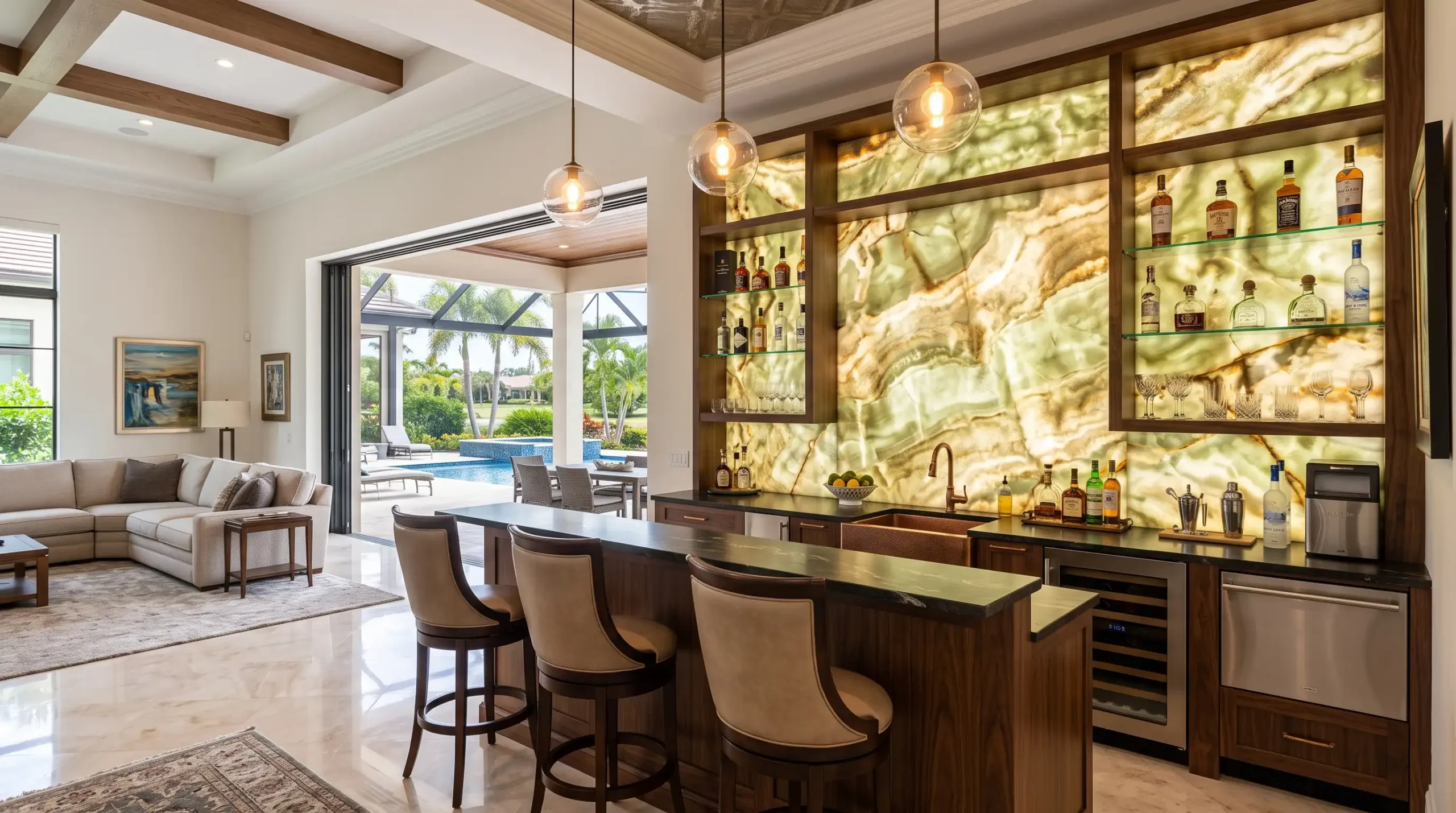 Designer Stone Panels Wet Bar by Cutting Edge Bonita Springs (4)